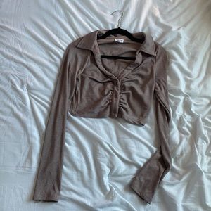 cropped purple button up crop top size medium